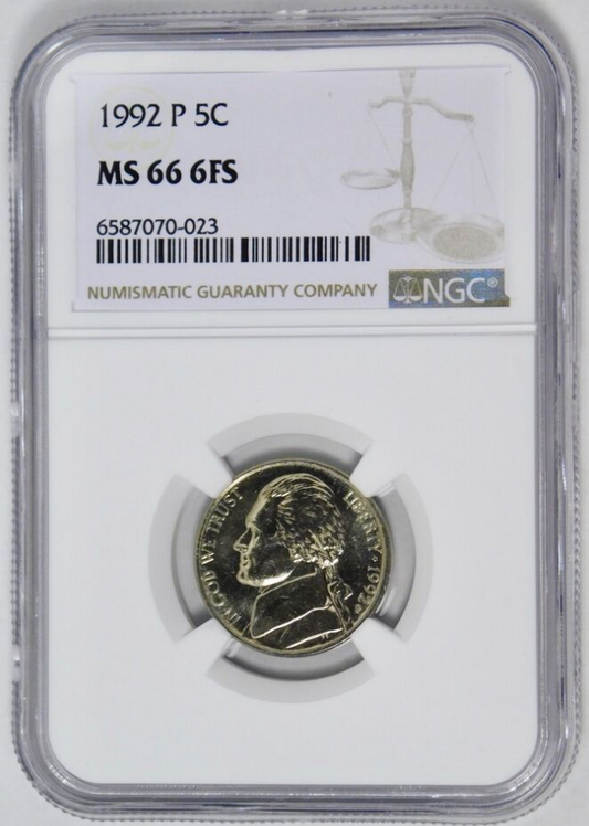 1992-P Jefferson Nickel GREAT BUY! Low Pop Coin MS-66 6FS