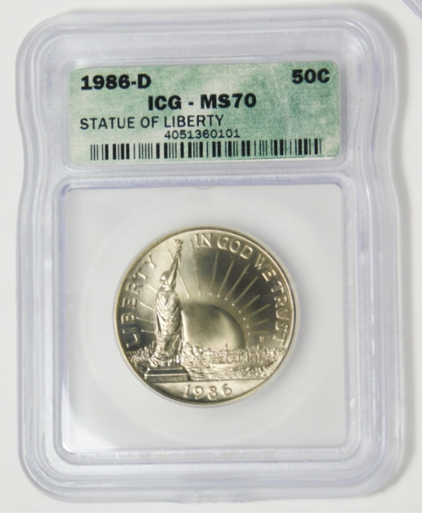 1986 Commemorative Liberty Centennial Half Dollars. ICG Proof 70 / Mint State 70