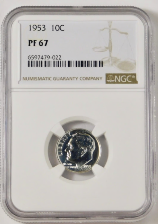 1953 Silver Roosevelt Dime NGC Gem Proof 67