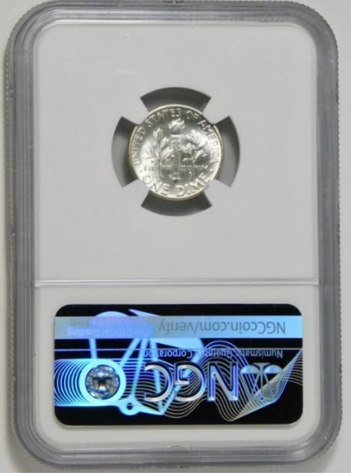 1955-D Silver Roosevelt Dime NGC Mint State 66FT (Full Torch).