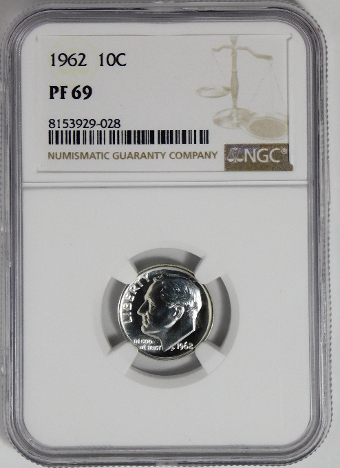 1962 Silver Roosevelt Dime BIG GRADE! NGC Gem Proof 69