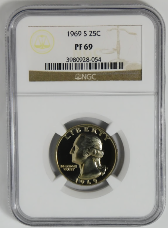 1969-S Washington Quarter HIGH GRADE! NGC Gem Proof 69