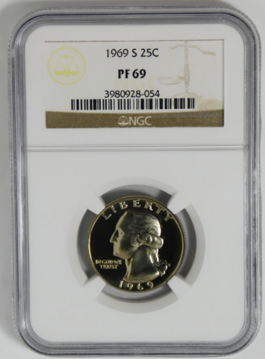 1969-S Washington Quarter HIGH GRADE! NGC Gem Proof 69