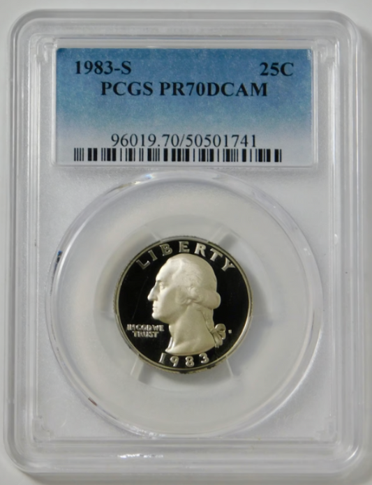 1983-S Washington Quarter TOP GRADE! PCGS Gem Proof 70DCAM