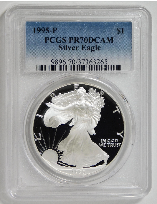 1995-P American Silver Eagle TOP GRADE! PCGS PR-70DCAM Blue Label