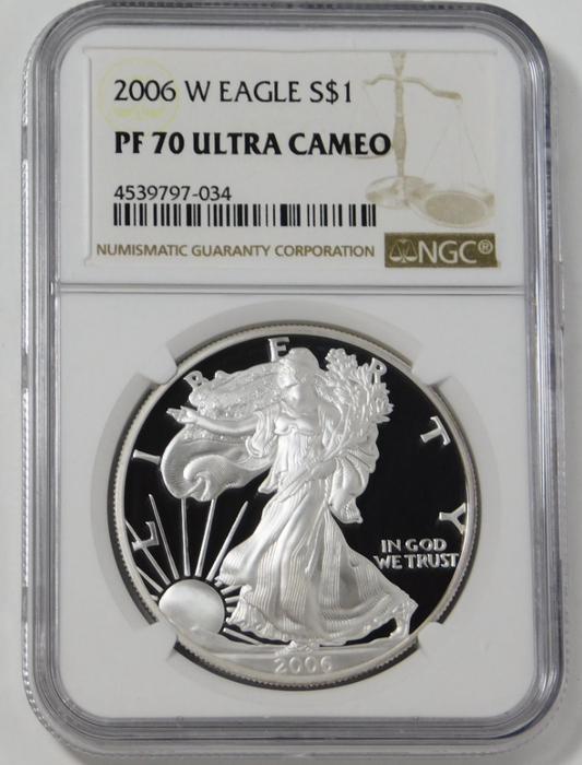 2006 W American Silver Eagle Top Grade! NGC Proof PR-70 Ultra Cameo