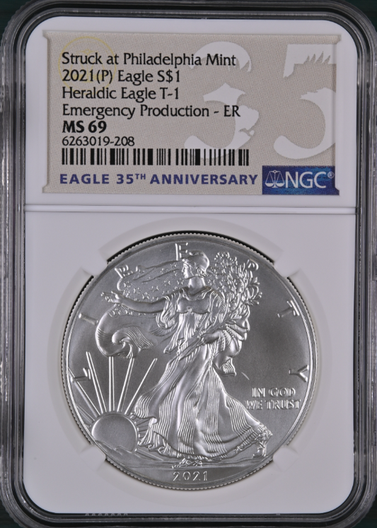 2021 (P) American Silver Eagle T-1 Emergency Production NGC MS-69