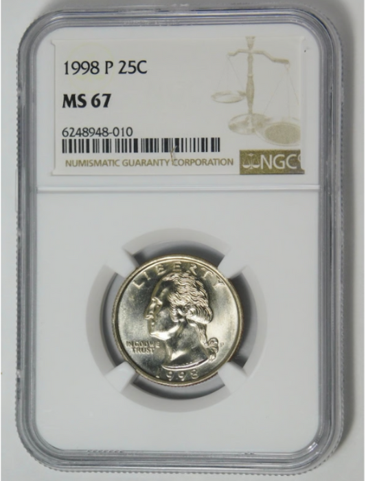 1998-P Washington Quarter Nicd Grade! NGC Mint State 67