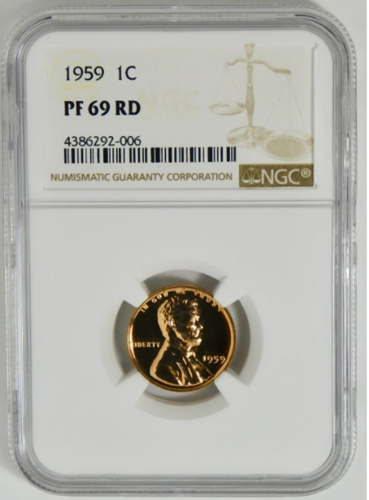 1959 Lincoln Cent. HIGH GRADE!! NGC Gem Proof 69 RD