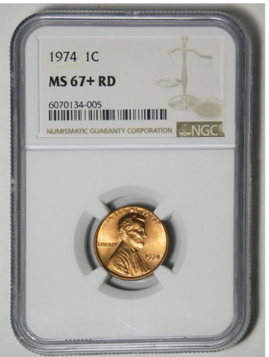 Rare 1974 Lincoln Cent HIGH GRADE! MINT STATE 67+ RD