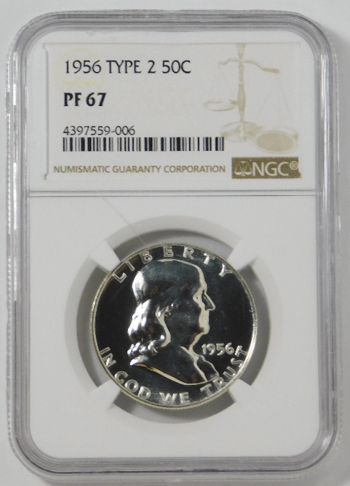 1956 Silver Franklin Half Dollar Type 2 NGC Proof-67