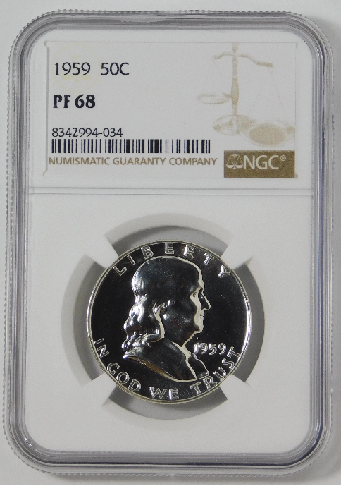 1959 Silver Franklin Half Dollar High Grade! NGC Proof-68