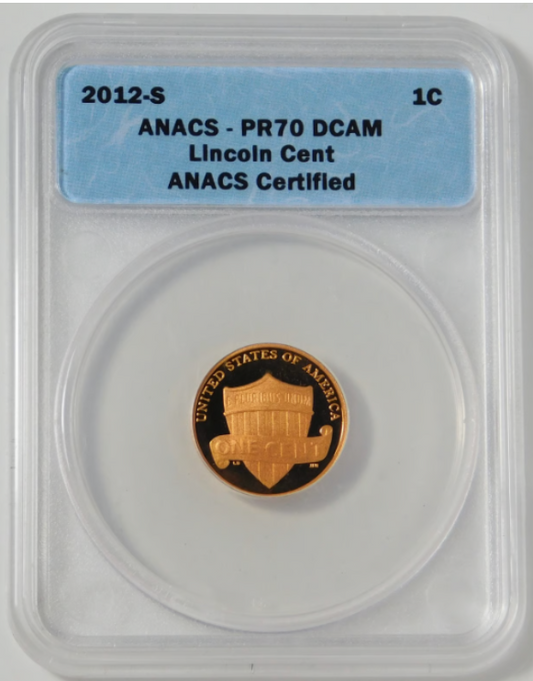 2012-S Lincoln "Shield' Cent TOP GRADE! ANACS Gem Proof 70 DCAM