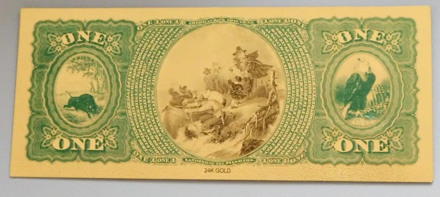 1875 First National Bank Lebanon Note. Gold Foil 24K.