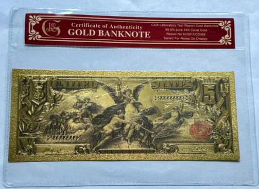 1896 Silver Certificate Educational GoldFoil Protective Holder & COA