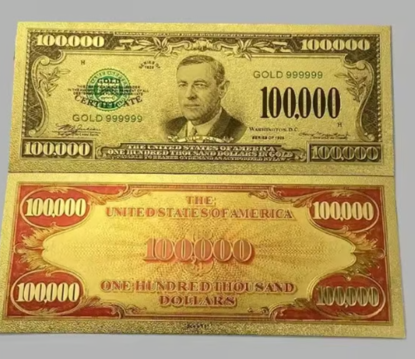 1928 $100000 Gold Foil Certificate Note Protective Holder / COA