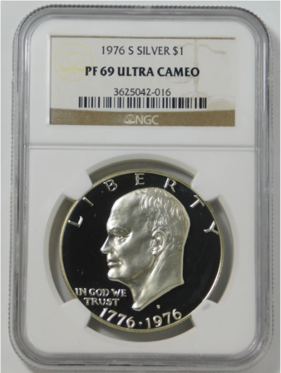 1976 S Eisenhower "Ike" Silver Dollar. NGC Gem Proof 69 Ultra Cameo