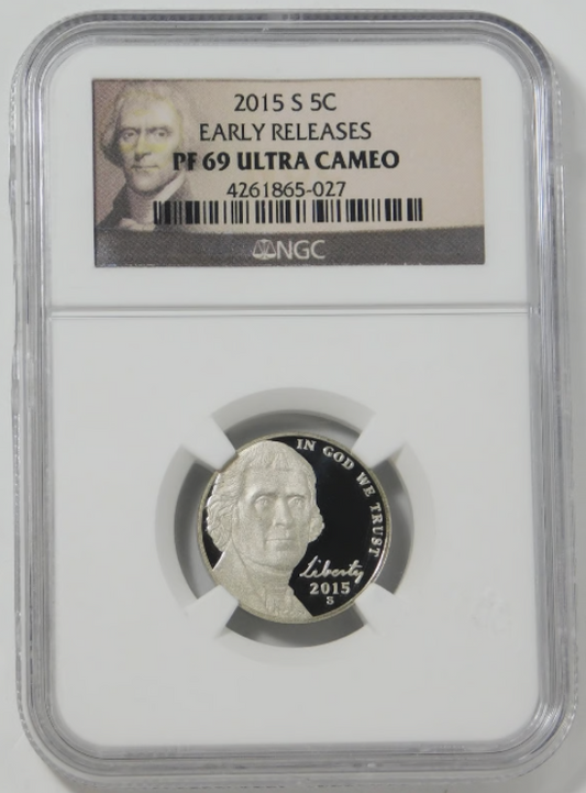 2015-S Jefferson Nickel Early Releases! Top Grade! NGC Proof 69 UC