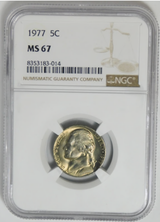 1977 Jefferson Nickel HIGH GRADE! LOW POP! NGC Mint State 67