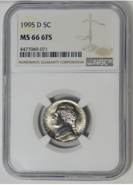 1995-D Jefferson Nickel LOW POP! NGC MS-66 6FS (6 Full Steps)