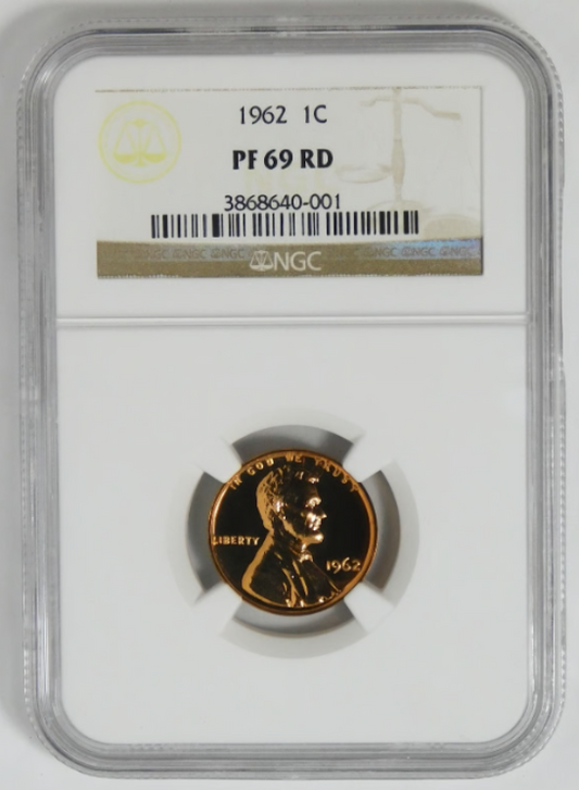 1962 Lincoln Wheat Cent BIG GRADE! NGC Gem Proof 69 RD. Amazing Surfaces!