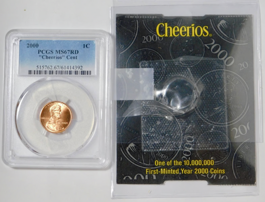2000 Lincoln "Cheerios" Cent W. Orig Promotion Card PCGS MS-67 RD