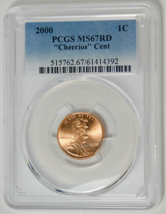 2000 Lincoln "Cheerios" Cent W. Orig Promotion Card PCGS MS-67 RD