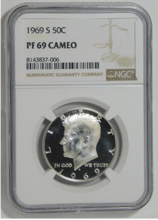 1969-S Kennedy Silver Half Dollar High Grade! NGC Gem Proof 69 Cameo