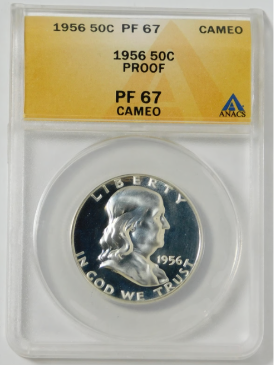 1956 Franklin Half Dollar High Grade! ANACS Proof-67 CAMEO