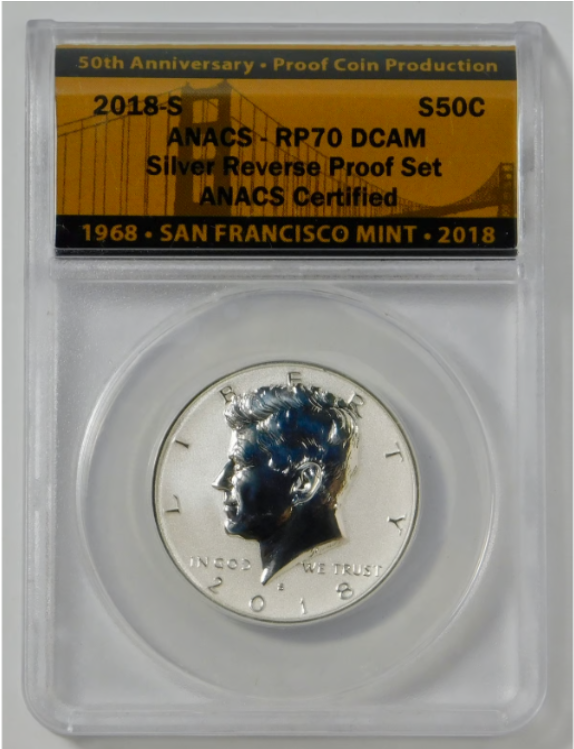 2018-S Kennedy Half Dollar Silver Reverse Proof (From the Reverse Proof 50th Ann