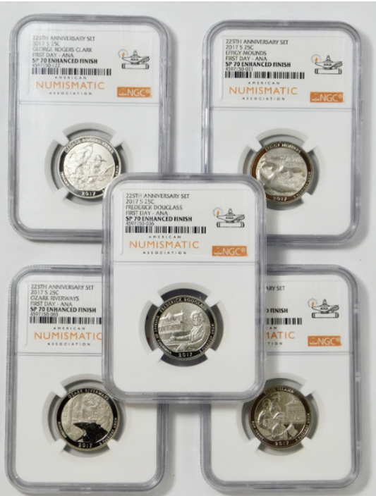 2017-S America the Beautiful Quarter Enhanced Unc. Set. First Day ANA NGC SP-70