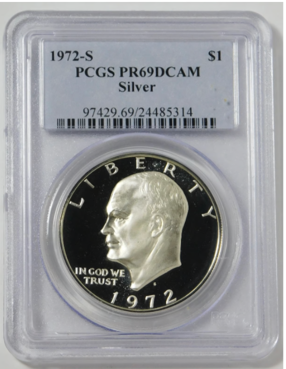 1972-S Silver "Ike" Eisenhower "Dollar, High Grade! PCGS Gem Proof 69DCAM