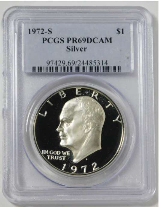 1972-S Silver "Ike" Eisenhower "Dollar, High Grade! PCGS Gem Proof 69DCAM
