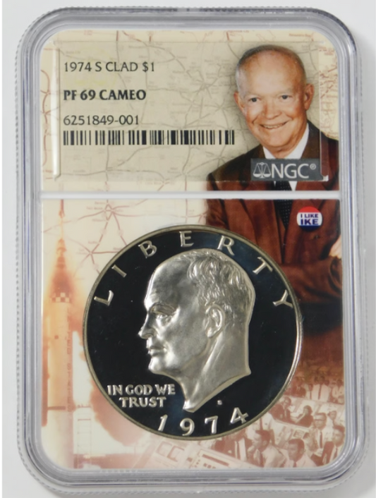 1974-S Eisenhower Dollar High Grade! NGC Proof 69 CAMEO