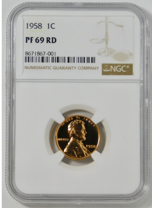 1958 Lincoln Wheat Cent HIGH GRADE! NGC Proof-69 RD