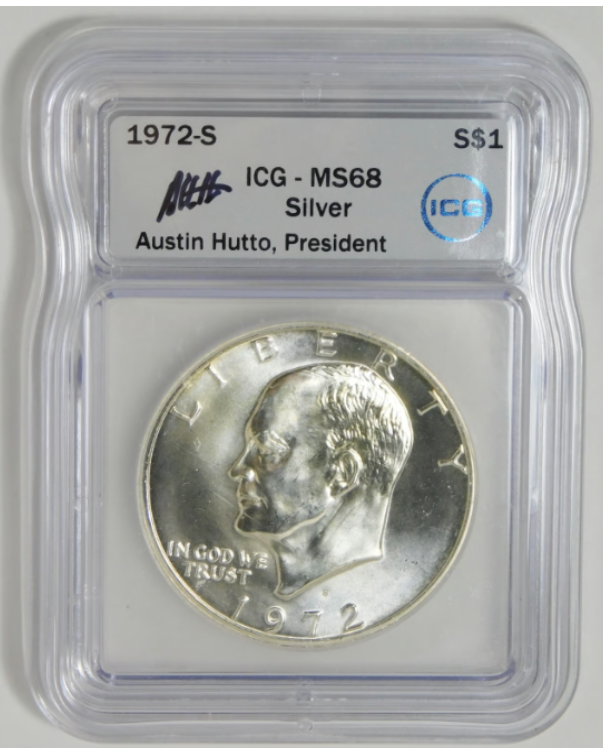 1972-S Eisenhower Dollar Silver Dollar BIG GRADE! ICG Mint State 68
