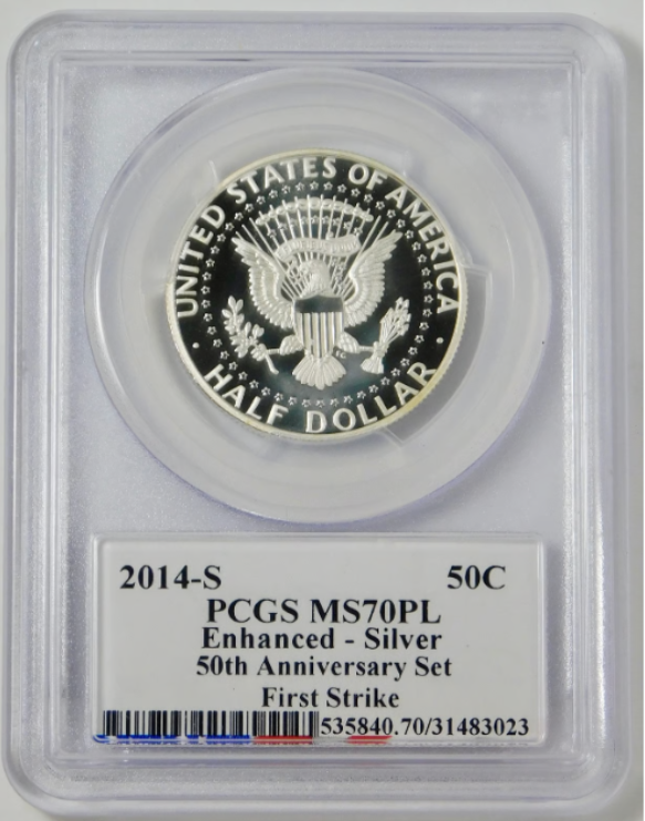 2014-S "Enhanced" Kennedy Silver Half Dollar First Strike! PCGS MS70 PL