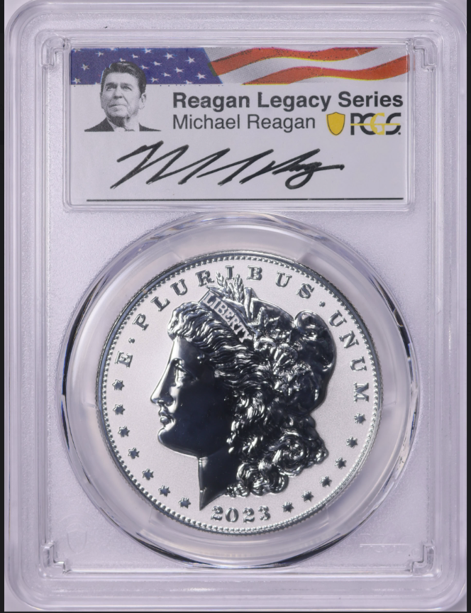 2023-S Morgan Silver Dollar Reverse Proof "Advanced Release" Reagan Legacy Series PCGS Proof 70