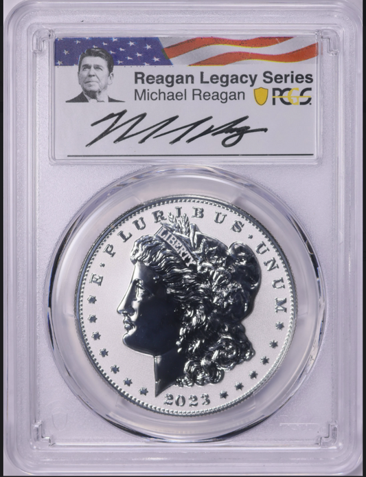 2023-S Morgan Silver Dollar Reverse Proof "Advanced Release" Reagan Legacy Series PCGS Proof 70