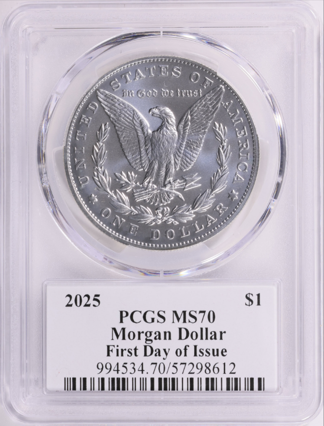 2025 Morgan Silver Dollar "First Day of Issue" PCGS MS-70 David Hall Signed