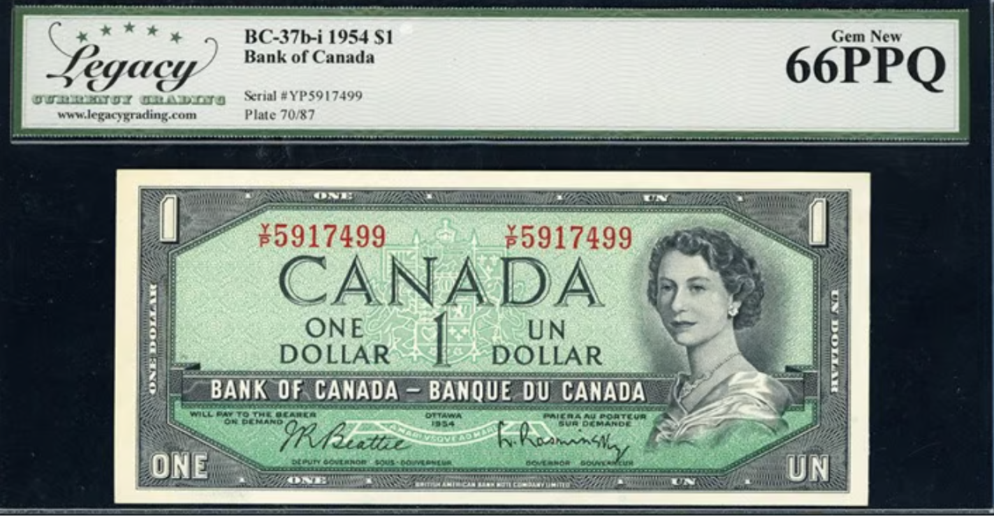 1954 $1 Bank of Canada Note "GEM NEW" Legacy 66PPQ