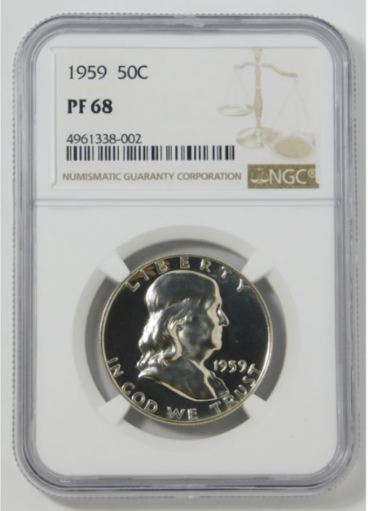 1959 Silver Franklin Half Dollar High Grade! NGC Proof-68