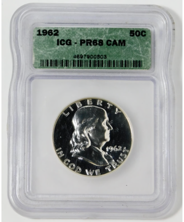 1962 Silver Franklin Half Dollar HIGH GRADE! ICG Proof-68 CAMEO