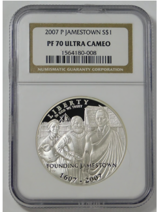 2007 P Commemorative "Jamestown" Silver Dollar Top Grade! NGC PF70 Ultra Cameo