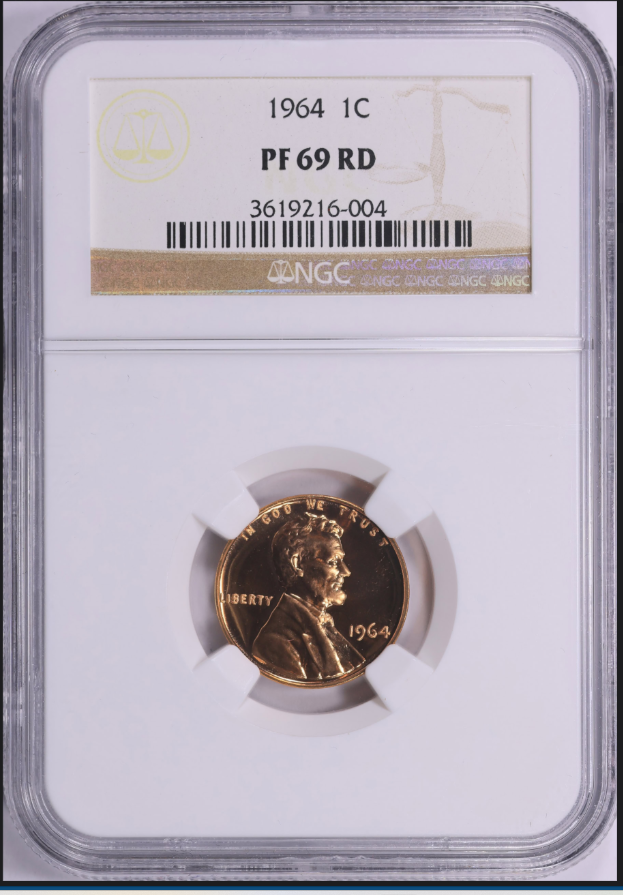 1964 Lincoln Cent BIG GRADE! Ngc Gem Proof 69 RD