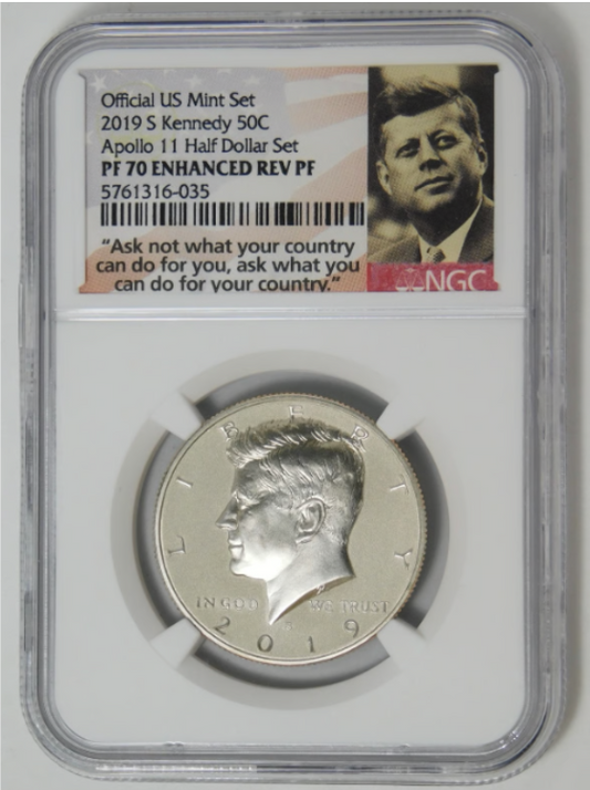2019-S Kennedy Half Dollar "Enhanced Reverse Proof" NGC Proof 70