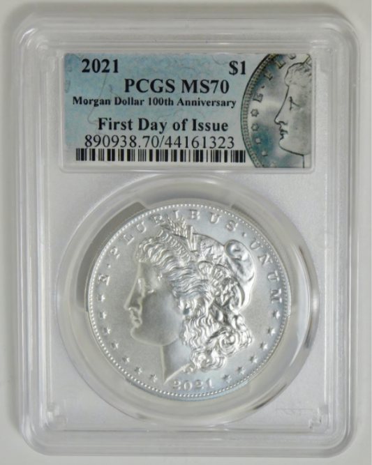2021 Morgan Silver Dollar 100th Anniversary! First Day of Issue PCGS MS-70
