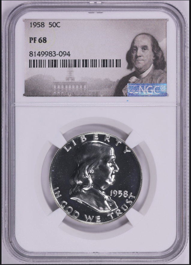 1958 Franklin Silver Half Dollar HIGH GRADE! NGC Proof 68
