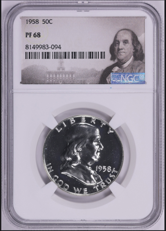 1958 Franklin Silver Half Dollar HIGH GRADE! NGC Proof 68