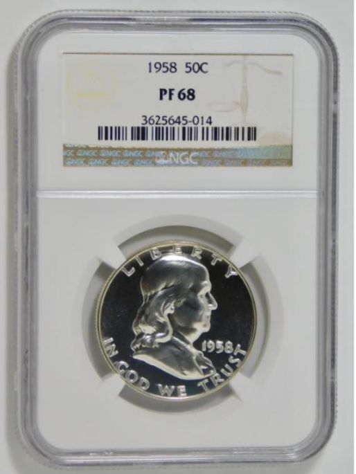 1958 Silver Franklin Half Dollar High Grade! NGC Proof-68